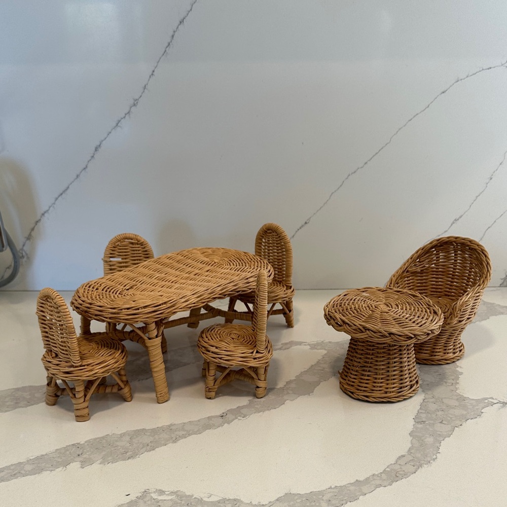 Wicker Doll house Dining Set